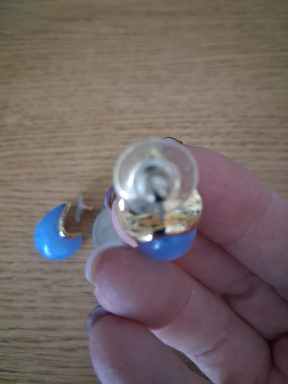 Ann Taylor Blue Teardrop Resin and Gold-Tone Stud Earrings - Picture 4 of 4